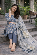 Dusty Blue Floral Printed Unstitched Lawn 3-Piece Suit.......ASB-DBL-LWN-011