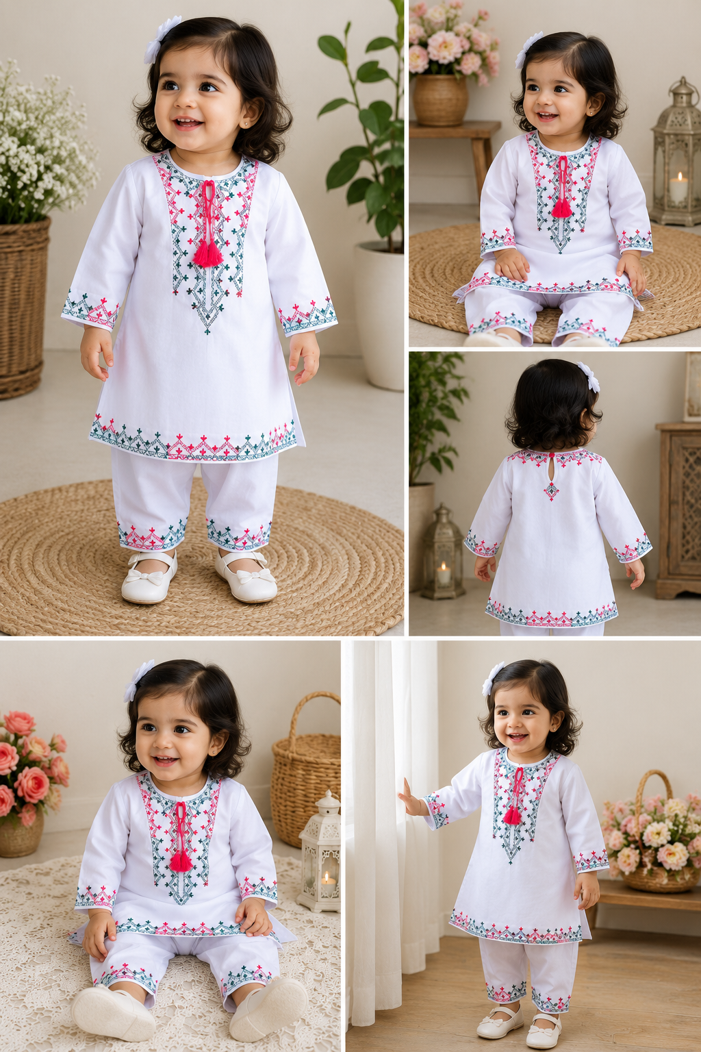 White Embroidered Kids 2-Piece Kurta Shalwar Suit..........ASB-KID-WHT-003