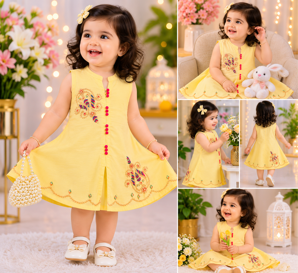 Yellow Embroidered Kids Frock............ASB-KID-YLW-002