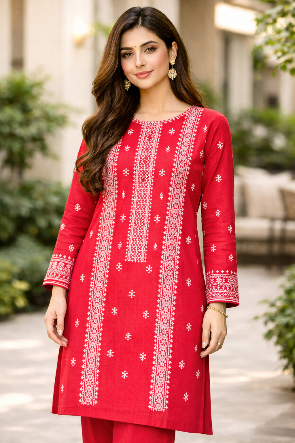 Red Embroidered Unstitched 2-Piece Suit......ASB-RED-EMB-015
