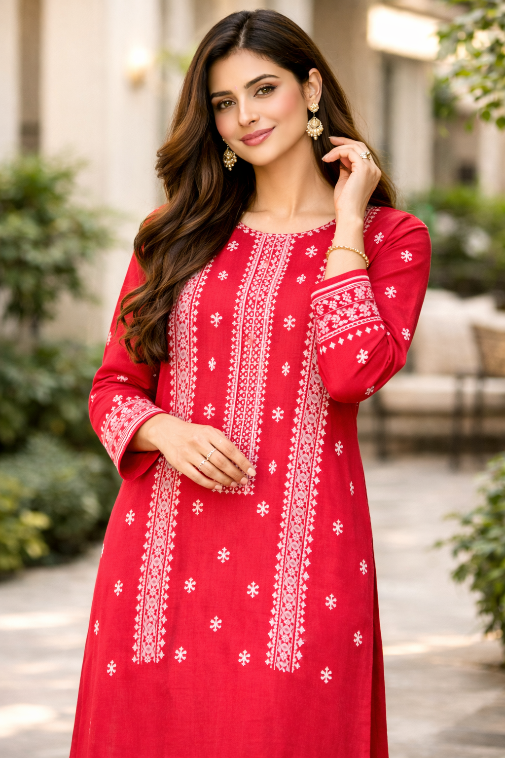 Red Embroidered Unstitched 2-Piece Suit......ASB-RED-EMB-015