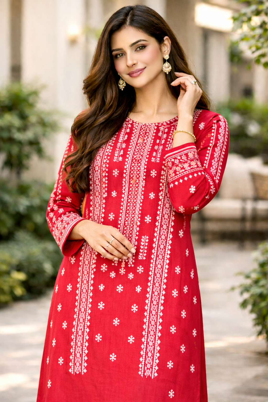 Red Embroidered Unstitched 2-Piece Suit......ASB-RED-EMB-015