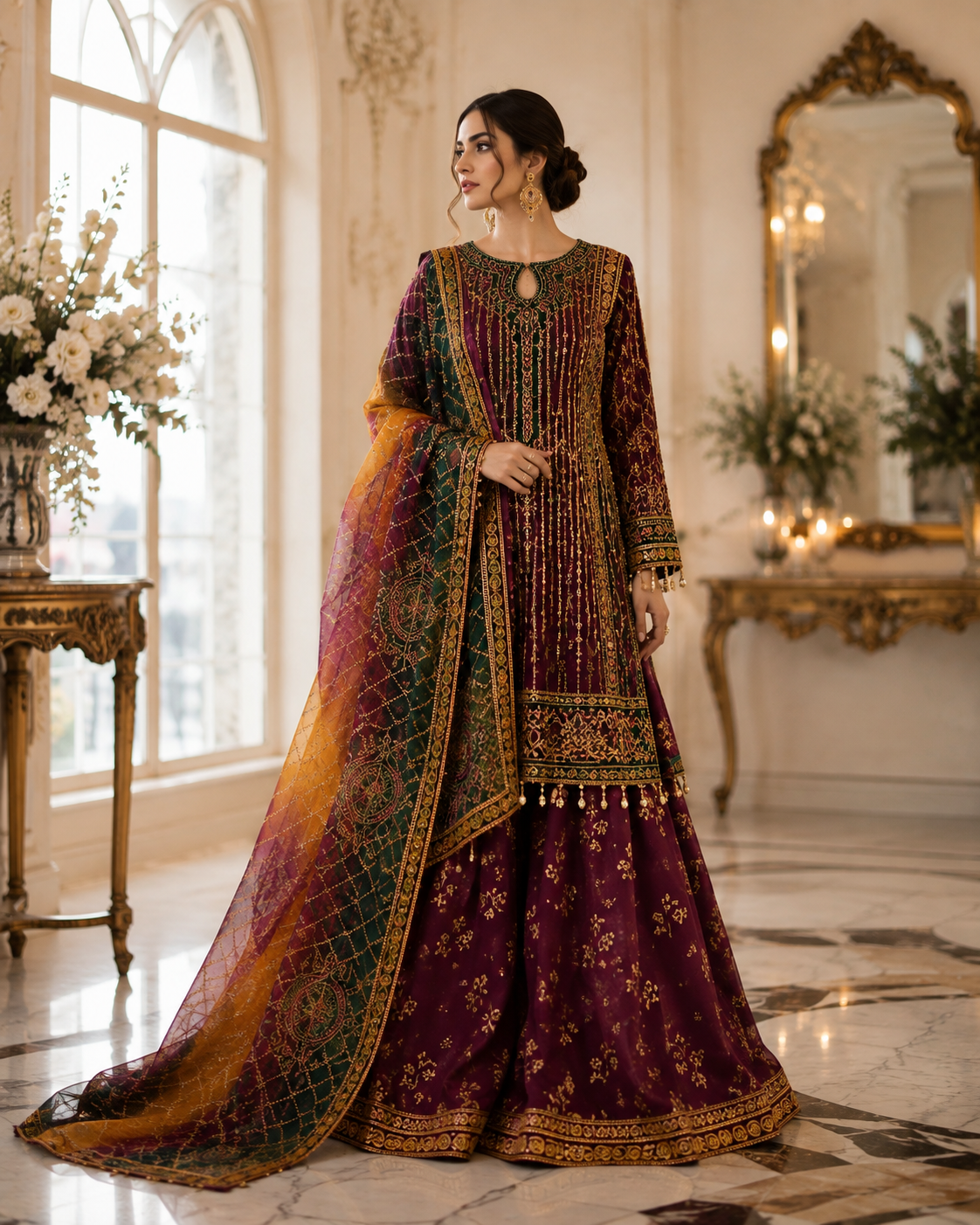 Unstich Purple & Yellow Printed Lawn Suit with Embroidered.........ASB-PUR-LWN-004