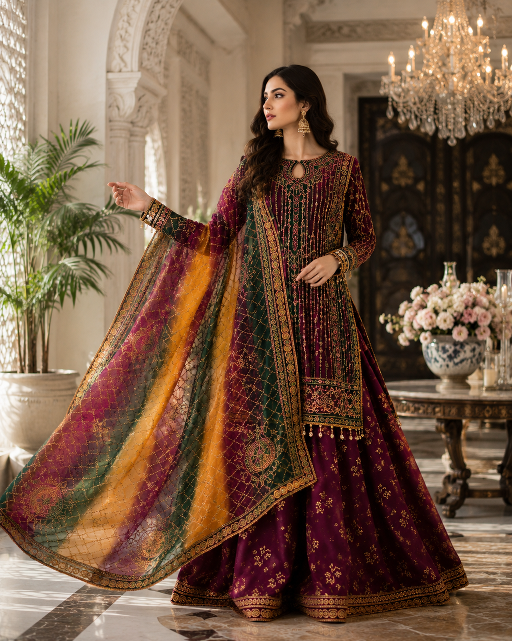Unstich Purple & Yellow Printed Lawn Suit with Embroidered.........ASB-PUR-LWN-004