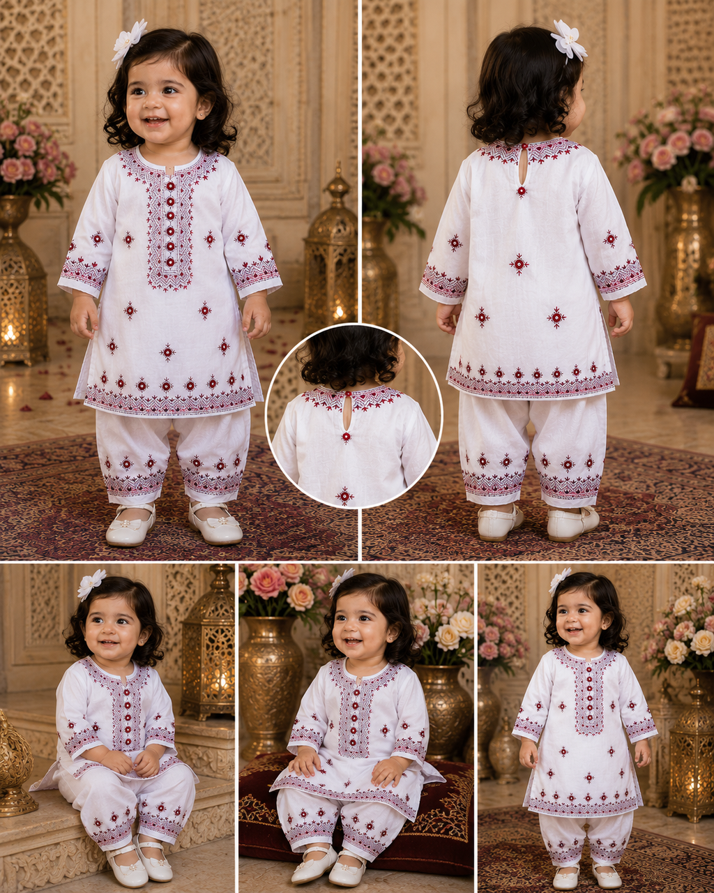 White Handmade Embroidered Kids 2-Piece Suit.......ASB-KID-WHT-001