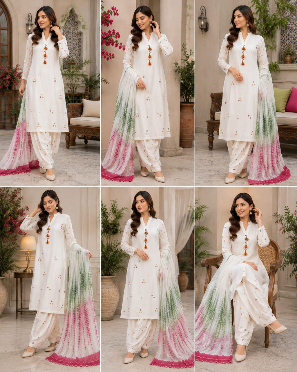 Off-White Handmade Mirror Work 3-Piece Lawn Suit.......ASB-OFW-MIR-016