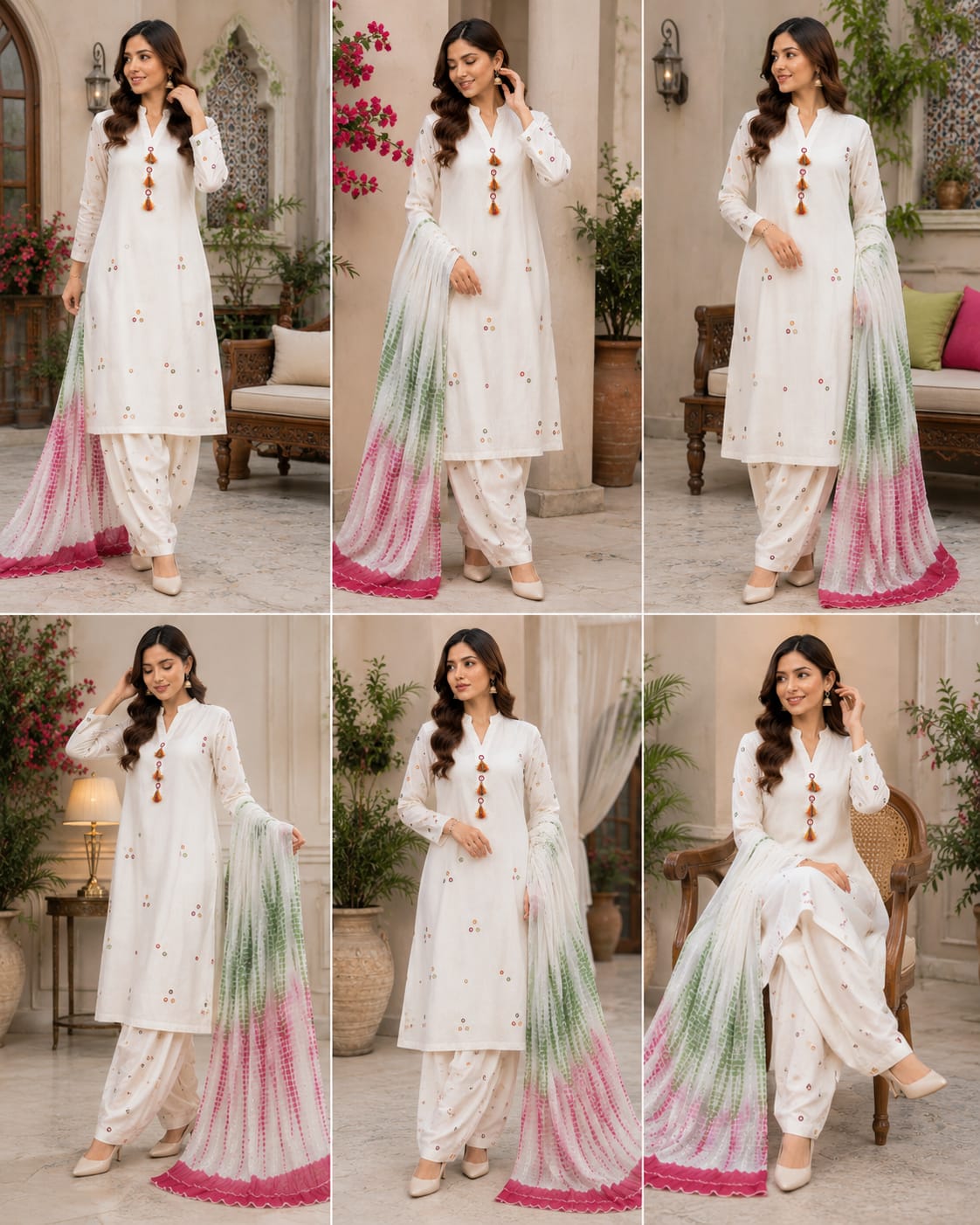 Off-White Handmade Mirror Work 3-Piece Lawn Suit.......ASB-OFW-MIR-016